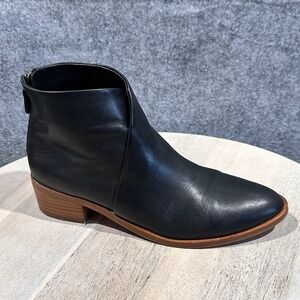 Soludos Venetian Black Leather Block Heel Bootie Size 8